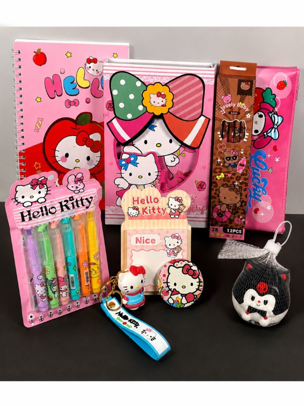 Sanrio Hello Kitty Kuromi My Melody 10-Piece Stationery & Gift Bundle
